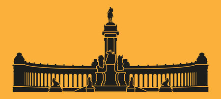 solemn monument made of monument and columnsのイラスト素材