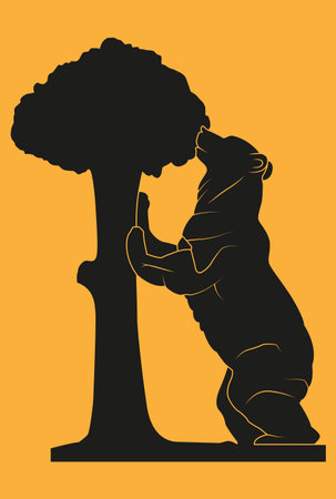 Madrid sculpture with tree and bearのイラスト素材