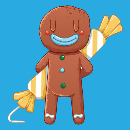 gingerbread man with caramel for christmasのイラスト素材