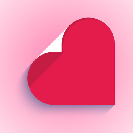 red paper heart with folded edgeのイラスト素材