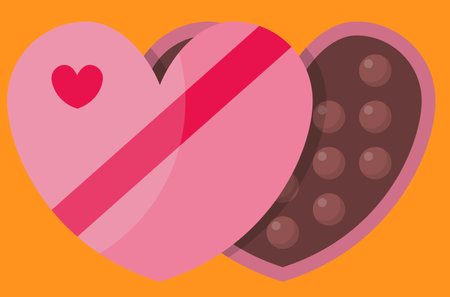 heart shaped box with chocolatesのイラスト素材