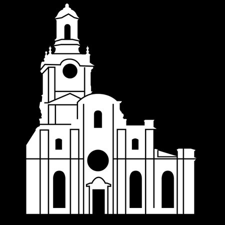 white temple church on a black backgroundのイラスト素材