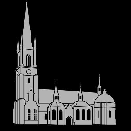 gray temple church in stockholmのイラスト素材