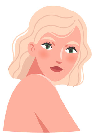 blonde woman with green eyesのイラスト素材