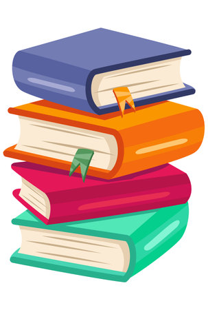 stack of books with bookmarks for educationのイラスト素材