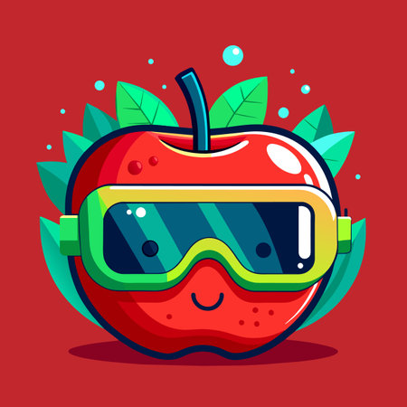 apple wearing virtual glasses vector illustrationのイラスト素材