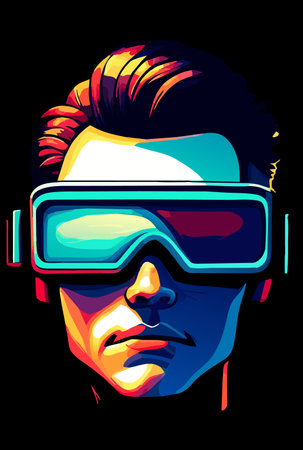 male face in virtual glassesのイラスト素材