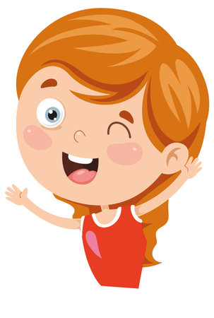 girl with red hair winksのイラスト素材