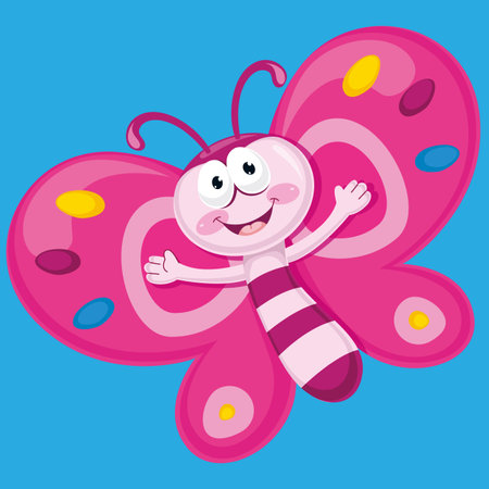 red butterfly cartoon vector illustrationのイラスト素材