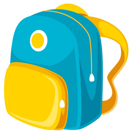 yellow blue school backpack vector illustrationのイラスト素材