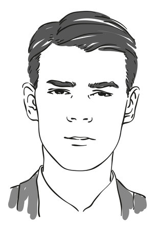 portrait of a young man identikitのイラスト素材