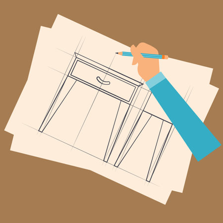 human hand with a pencil draws a drawingのイラスト素材