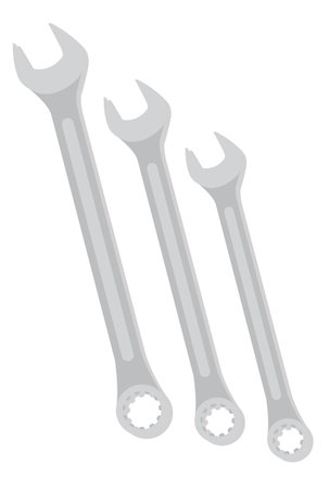 three metal wrenches vector illustrationのイラスト素材