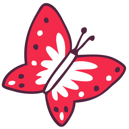 simple image of a red butterflyのイラスト素材