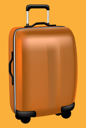 plastic brown travel suitcase vector illustrationのイラスト素材
