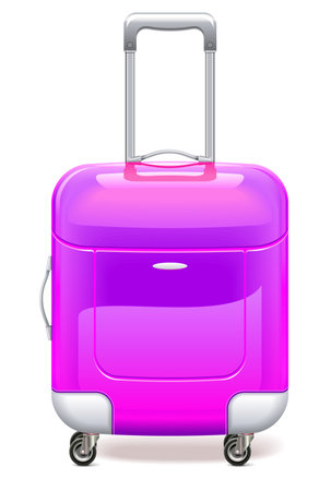 purple plastic suitcase with wheelsのイラスト素材