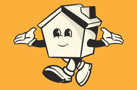 black and white house coloring book with eyes, hands and feetのイラスト素材