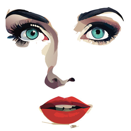 woman eyes and lips on white backgroundのイラスト素材