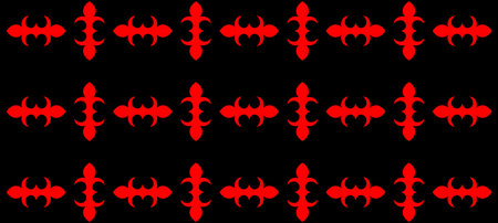 red repeating pattern on black background