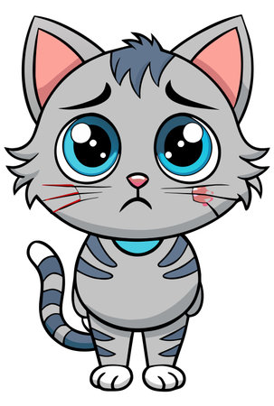 gray injured cat crying vector illustrationのイラスト素材