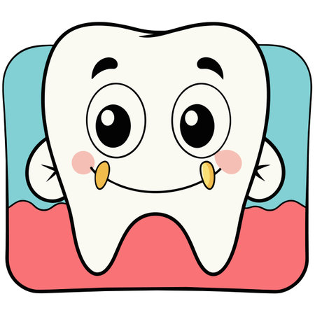 white tooth with eyes vector illustrationのイラスト素材