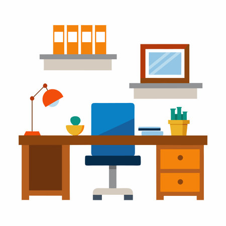 workplace desk chair vector illustrationのイラスト素材