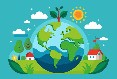 green planet earth ecology protectionのイラスト素材