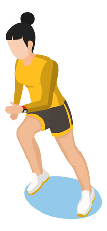 girl athlete preparing for a raceのイラスト素材