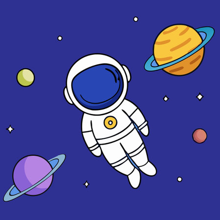 astronaut in a spacesuit in outer spaceのイラスト素材