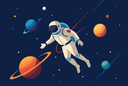 astronaut in a spacesuit in outer spaceのイラスト素材