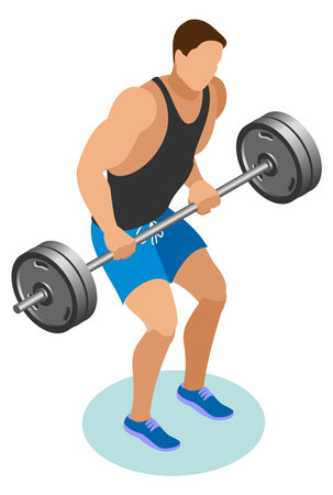 Male athlete squats with a barbellのイラスト素材