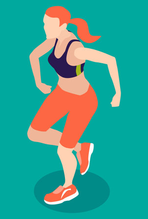 woman in sportswear jogging vector illustrationのイラスト素材