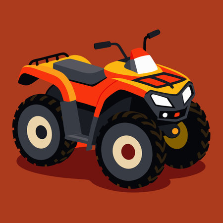 red off-road quad bike vector illustrationのイラスト素材