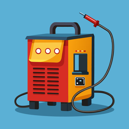 welding machine on blue backgroundのイラスト素材