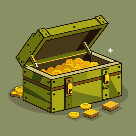 box with gold coins vector illustrationのイラスト素材