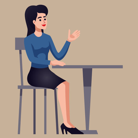 Business woman sitting at the tableのイラスト素材