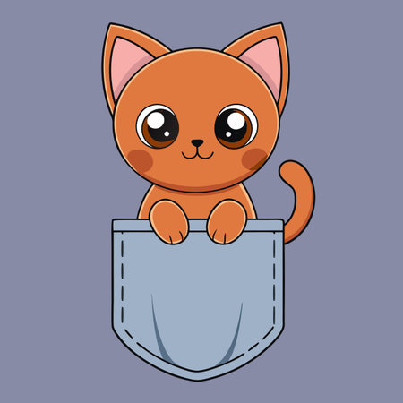 ginger kitten in the pocketのイラスト素材