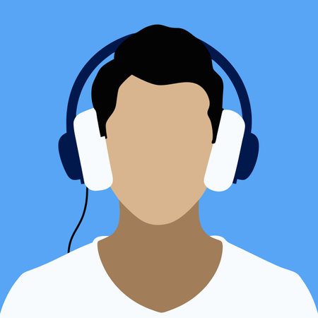 man without face in headphones vector illustrationのイラスト素材
