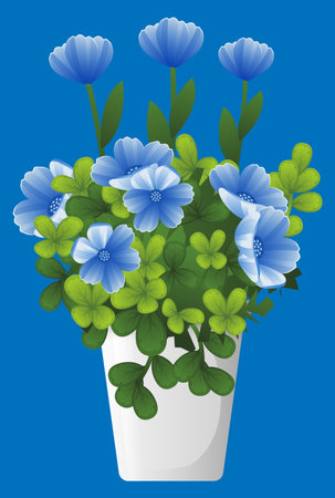 potted plant with blue flowersのイラスト素材