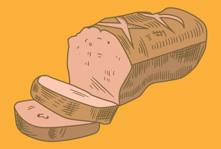 loaf of bread with slices cut into piecesのイラスト素材