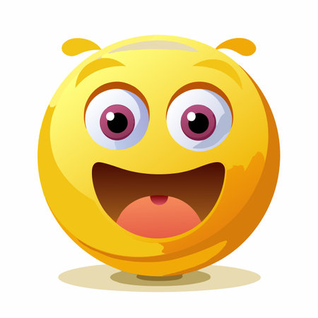 happy surprised yellow emoji vector illustrationのイラスト素材