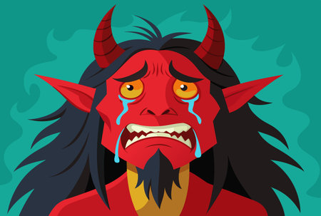 red devil crying vector illustration
