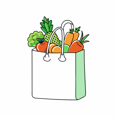bag of vegetables vector illustrationのイラスト素材