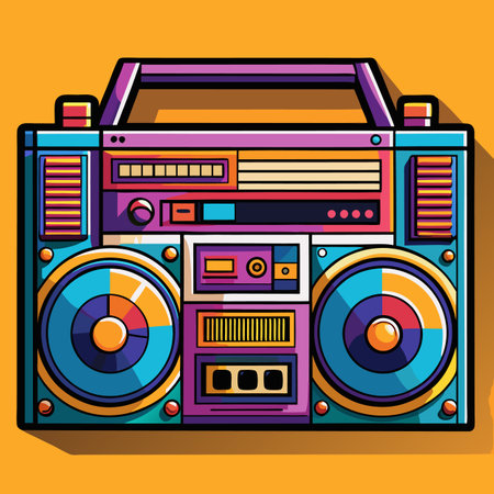 colorful cassette tape recorder vector illustrationのイラスト素材