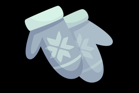blue mittens with snowflake vector illustrationのイラスト素材