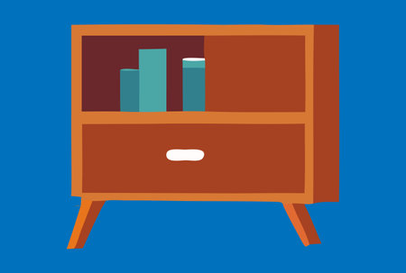 wooden cabinet nightstand with books vector illustrationのイラスト素材