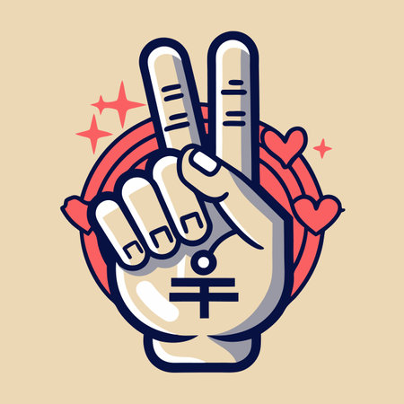 hand gesture showing victory vector illustrationのイラスト素材