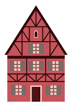red traditional house vector illustrationのイラスト素材