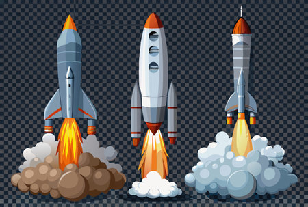 rockets are launched into spaceのイラスト素材