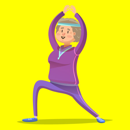 old woman doing yoga vector illustrationのイラスト素材